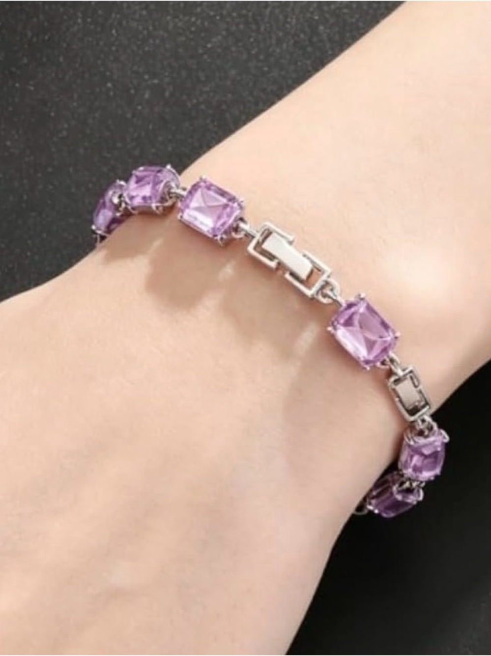 Elegant Purple Crystal Link Bracelet for Women